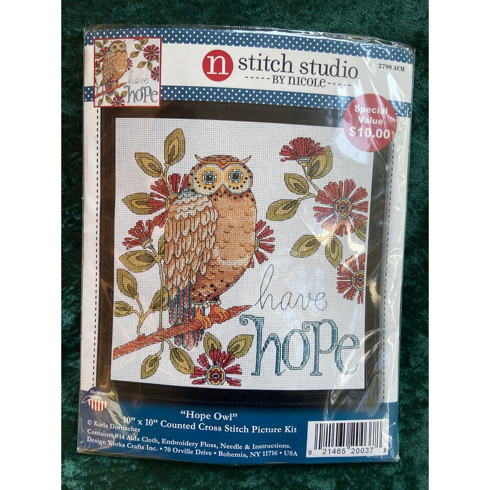 Stitch Studio Hope Owl  Nicole Counted Cross Stitch Kit Tree by Nicole New